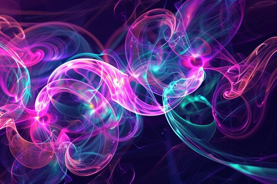 Employ the image as a foundational element in digital artworks, design projects, and visual compositions. The vibrant luminous lines and swirling circles lend a high - tech touch to any creation.