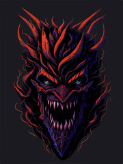 Fototapeta premium Sinister creature from the depths of hell on a relentless hunt.