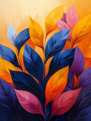Colorful artistic leaves illustration background