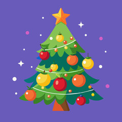Christmas tree with gifts vector colors art.