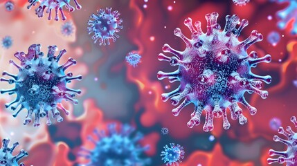 Virus. Abstract  3d virus microbe isolated on blue background. Allergy bacteria, medical healthcare, microbiology concept.