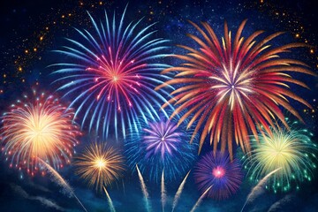 fireworks, night, sky, stars, celebration, holiday, party, event, new year, festival, show, colorful, sparkler, explosion, light, bright, display, beautiful, happy, fun, background, firework