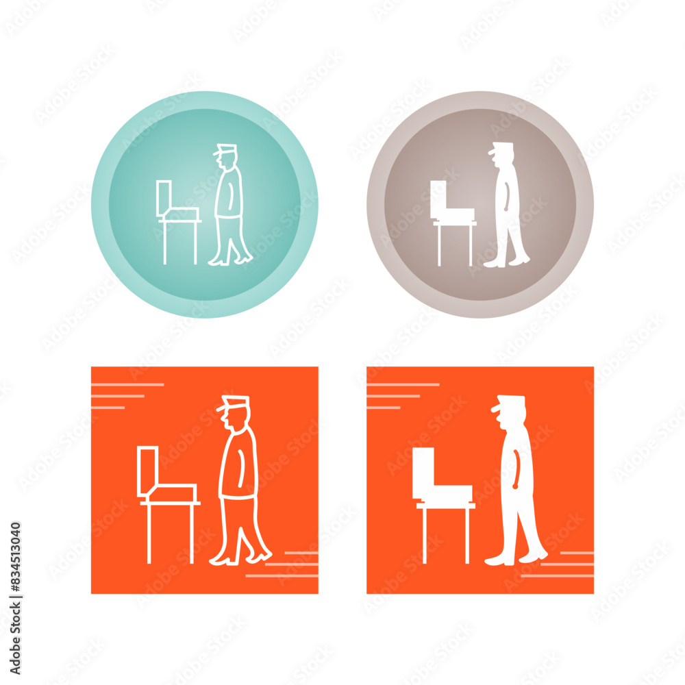 Canvas Prints Guard Checking Briefcase Vector Icon