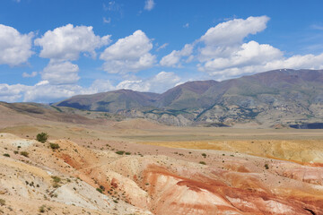Picturesque valley, Mountain Altai. Colorful mountains. Watercolor mountains. 