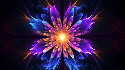 Obraz premium Beautiful and dazzling symmetrical artistic particle flower pictures 