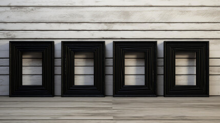 Fototapeta premium Elevate any space with this black gallery frame, exuding minimalist elegance with a classic design and highresolution background.