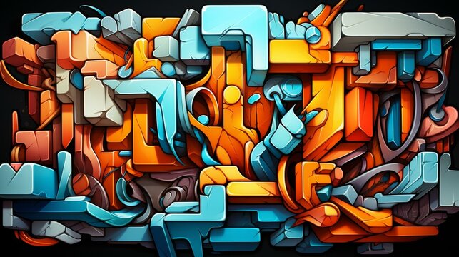 Fototapeta Unique graffiti design with a flat texture, urban expression, eclectic style, and high resolution detailed illustration.
