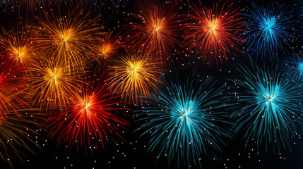 Naklejka premium Experience the timeless celebration with classic firework texture in highquality flat illustration.