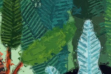 Oil paintings and various flowers, tigers, birds, roses, peonies, chrysanthemums, butterflies, landscapes, tropical leaves