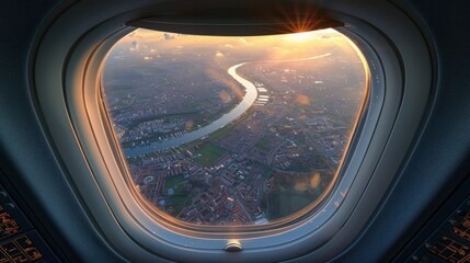 Scenic view from an airplane window.