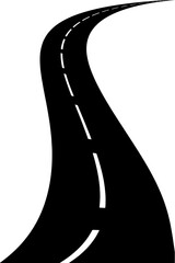 S-shaped winding road with perspective, and white dotted lines. Straight line road, transparent background with png and isolated © sutthichai