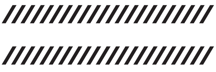 Slash line border. Diagonal parallel lines divider strip. Tilt strip geometric abstract border. Slash divider. Vector illustration isolated on white background.
