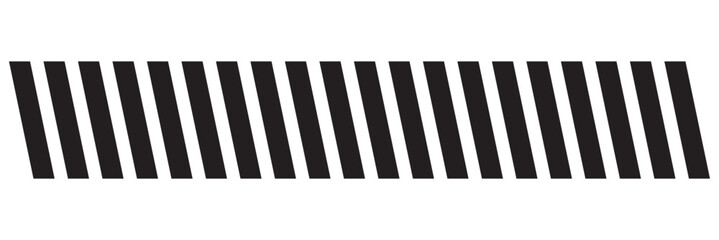Slash line border. Diagonal parallel lines divider strip. Tilt strip geometric abstract border. Slash divider. Vector illustration isolated on white background.