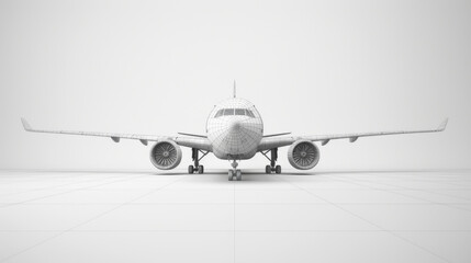 Fototapeta premium A detailed wireframe model of an airplane set against a plain white background, emphasizing its structure and design.