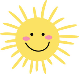 hand drawn funny cute sun icon