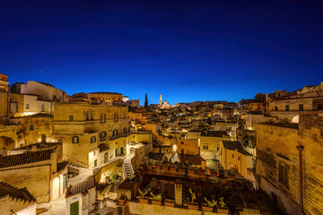 Fototapeta premium The beautiful old town of Matera in southern Italy at night