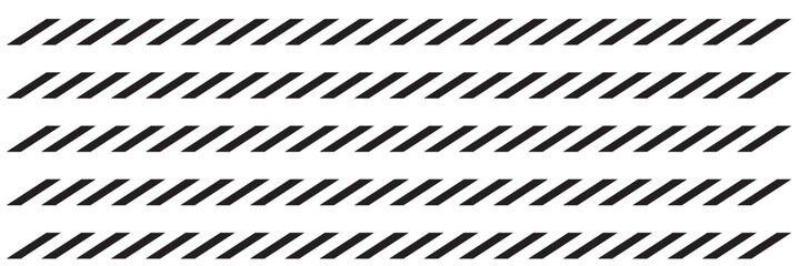 Slash line border. Diagonal parallel lines divider strip. Tilt strip geometric abstract border. Slash divider. Vector illustration isolated on white background.