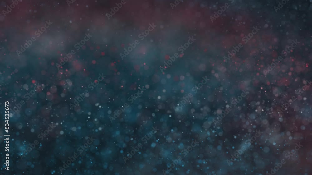 Poster blue red blurred dots random fly loop animation background.