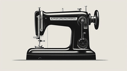 Precision Tailoring - Minimalist Vector Illustration of Sewing Machine