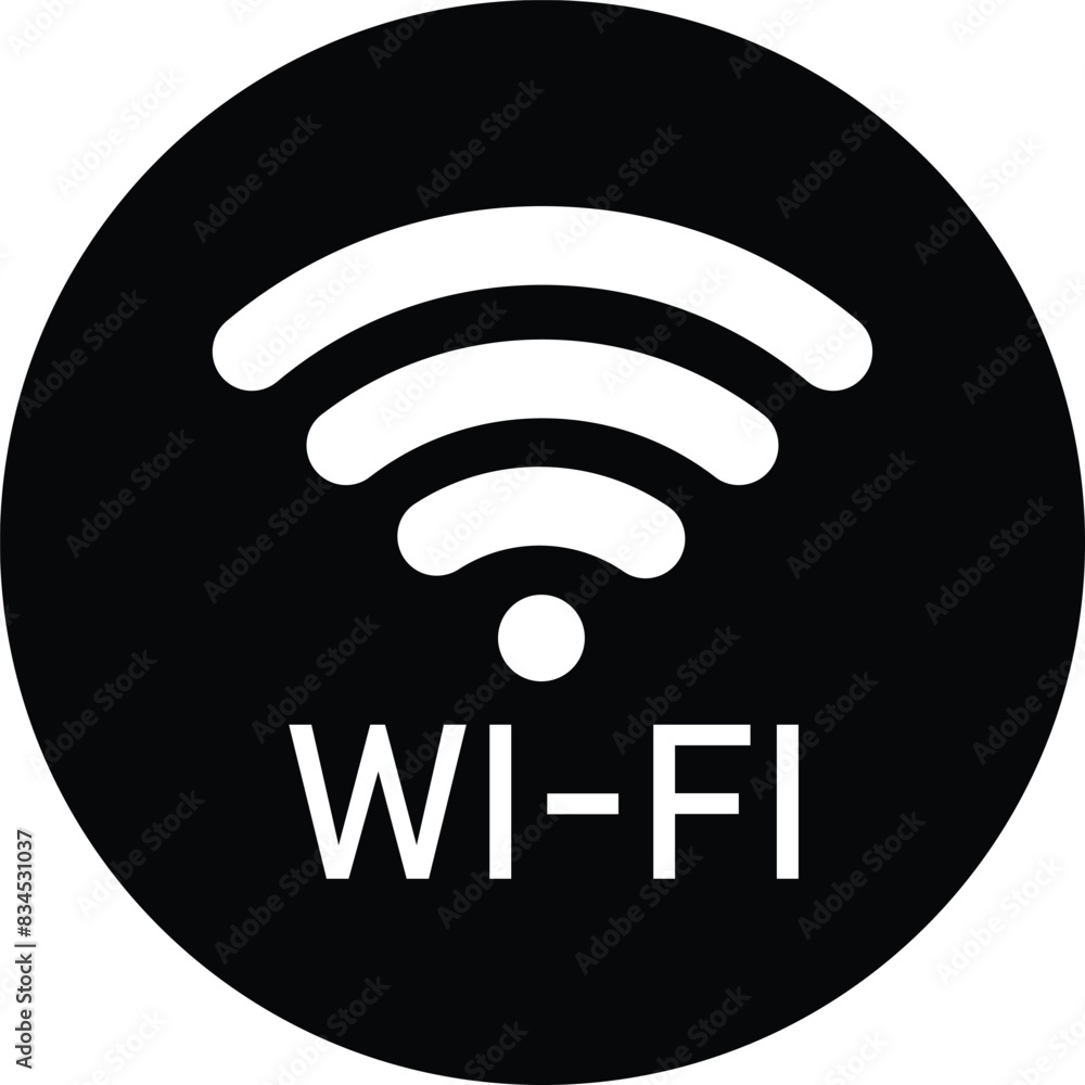 Poster wifi icon with text on circle isolated on white background . wifi point icon vector
