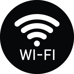 Wifi icon with text on circle isolated on white background . Wifi point icon vector 