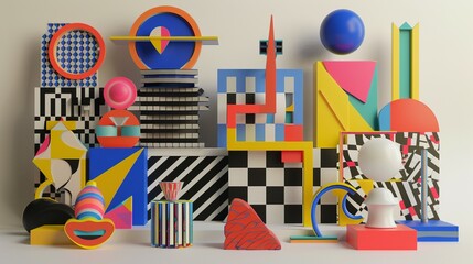 Obraz premium Series of Colorful Geometric Arrangements, 3D Render