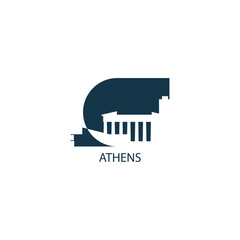 Athens city, cityscape, panorama view logo. Modern vector icon with Greece capital horizon. Isolated skyline graphic