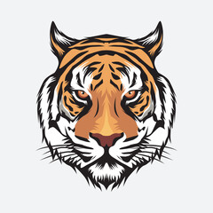 Tiger Face Vector, Tiger Head Illustration Mascot Design