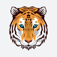 Tiger Face Vector, Tiger Head Illustration Mascot Design
