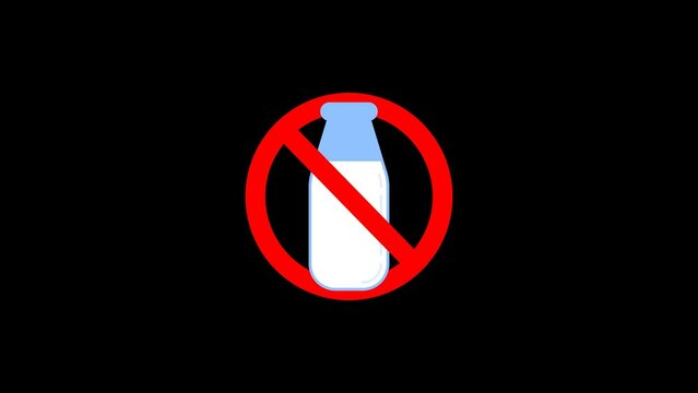 Lactose free ingredient sign animation on transparent background