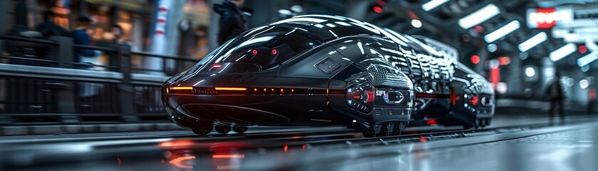 A futuristic transportation system featuring autonomous vehicles and hyperloop technology illustrating the future of travel and digital transformation