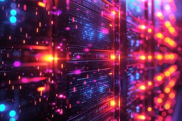 Obraz premium Cyber Security Data Transfer illustration created with Generative AI