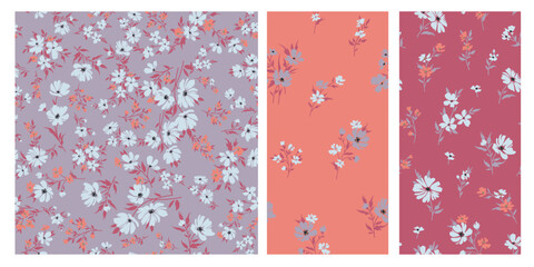 Seamless spring vector pattern with floral motif for dress fabric