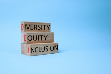 Wooden blocks with DEI text or Diversity, Equity, and Inclusion.