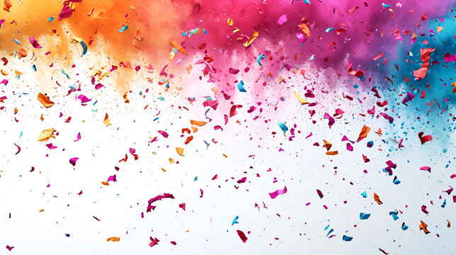 Colorful confetti raining down from the sky, creating a vibrant and joyous atmosphere.
