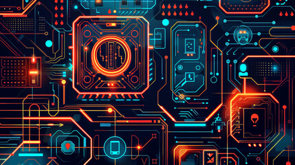 advanced cybersecurity solutions illustration flat design top view technological protection theme animation vivid.