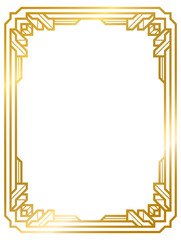 Art Deco gold frame vintage frame line geometric wedding label card frame png transparent background