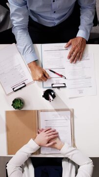 High Angle View Of Business People Taking An Interview