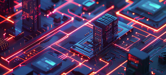 secure network solution brochure flat design top view cyber infrastructure theme 3D render Monochromatic Color Scheme.