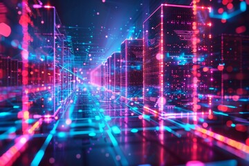 Obraz premium Cyber Security Data Transfer illustration created with Generative AI