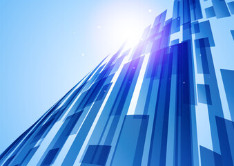 上昇する青ラインイメージ背景