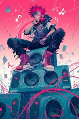 Anime Music Punk Background
