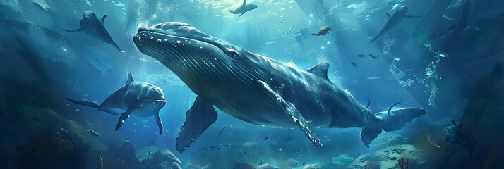 Fototapeta premium dolphin swimming in the water