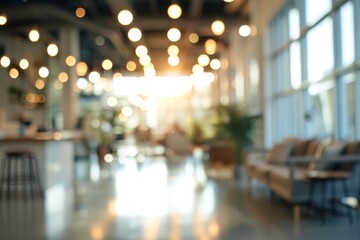 Blurred background of the modern office interior , Background bright office in blur Generative, AI-generated