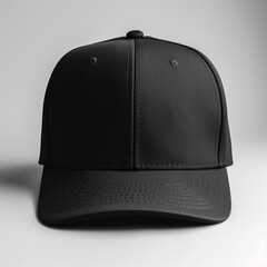 mock up blank black snaback hat, white background, Ai Generated Images