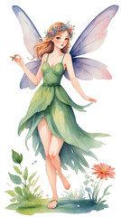 Fairy fantasy image. Cute miniature, clipart, flat illustration. Isolated background.