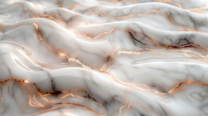 Rose Gold and Marble Swirls: a backdrop with intricate rose gold swirls flowing across a smooth, white marble surface.
