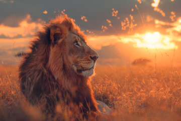 Obraz premium lion on the savannah