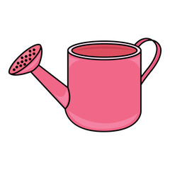 Can with water for watering of plant. Jar or jug for horticulture. Sprinkler for watering.