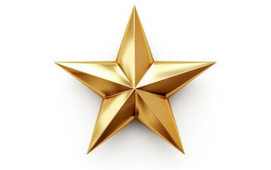 Golden Star on White Background